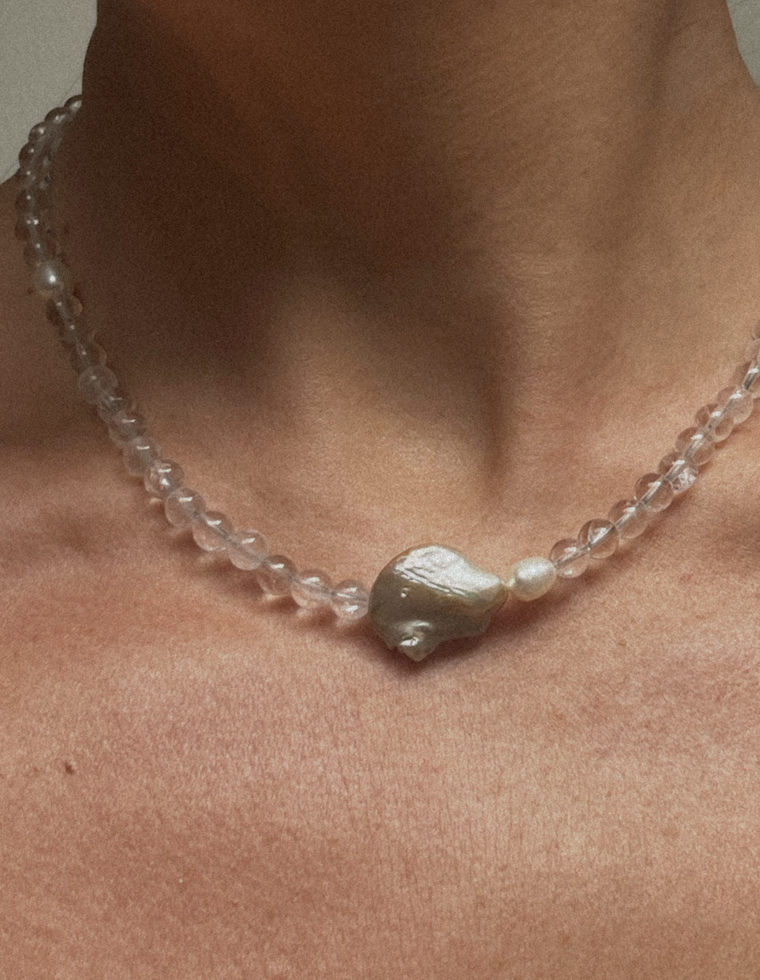 Miralith - Clear Quartz & Pearl Necklace