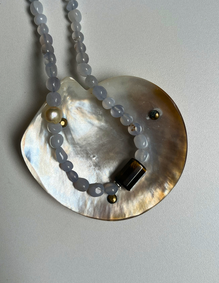 Solstice 6 - Chalcedony & Tiger Eye Necklace