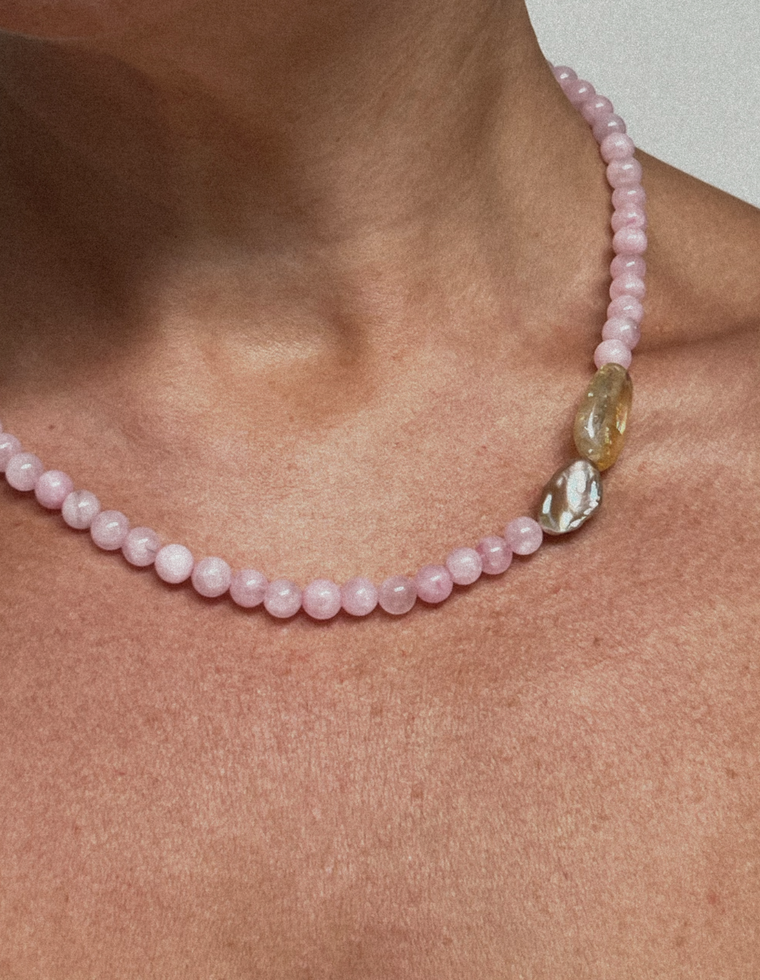 Roselith - Rose Quartz & Pearl Necklace