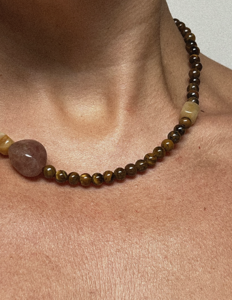 Ovara - Tiger Eye & Yellow Agate Necklace