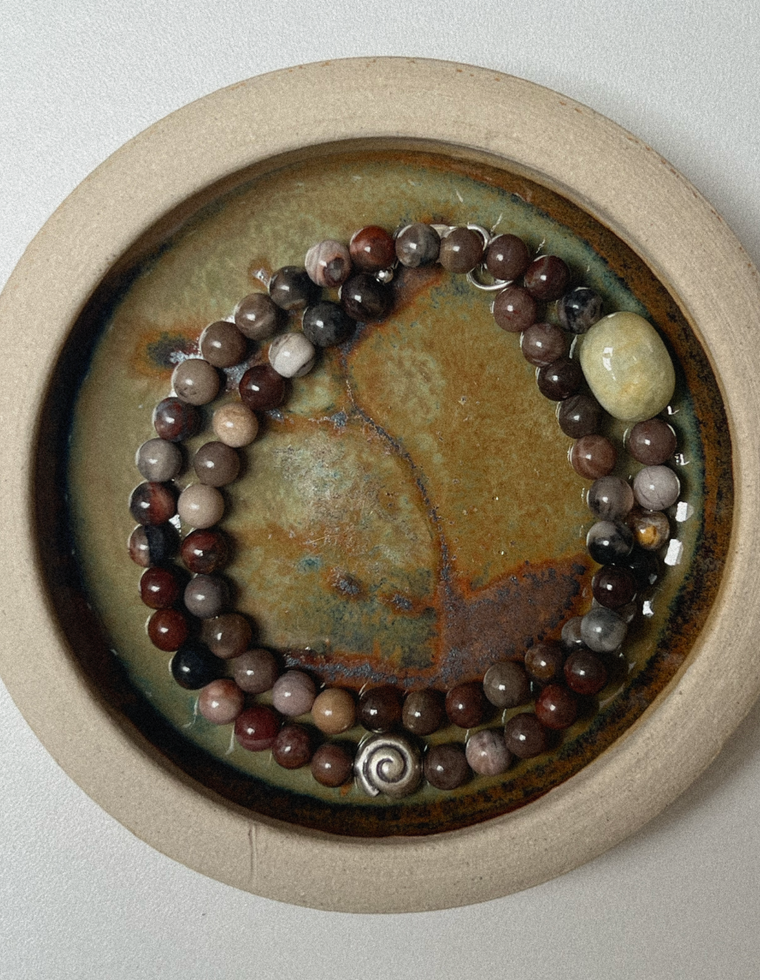 Orvenna - Petrified Wood & Beryl Necklace