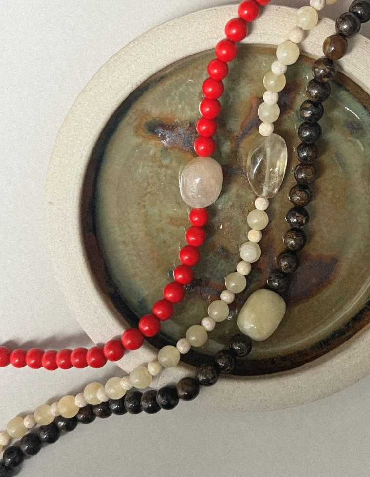 Valune - Yellow Jade & River Stone Necklace