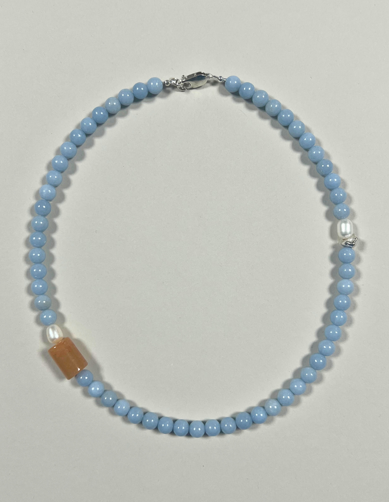 Danu - Angelite & Peach Agate Necklace