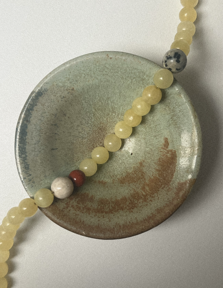 Phyrelle - Yellow Jade & Dalmatian Jasper Necklace