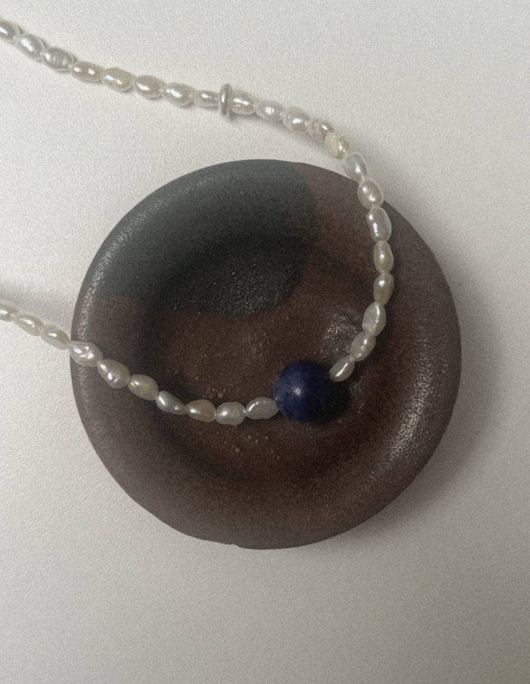 Corvelle - Pearl & Lapis Necklace