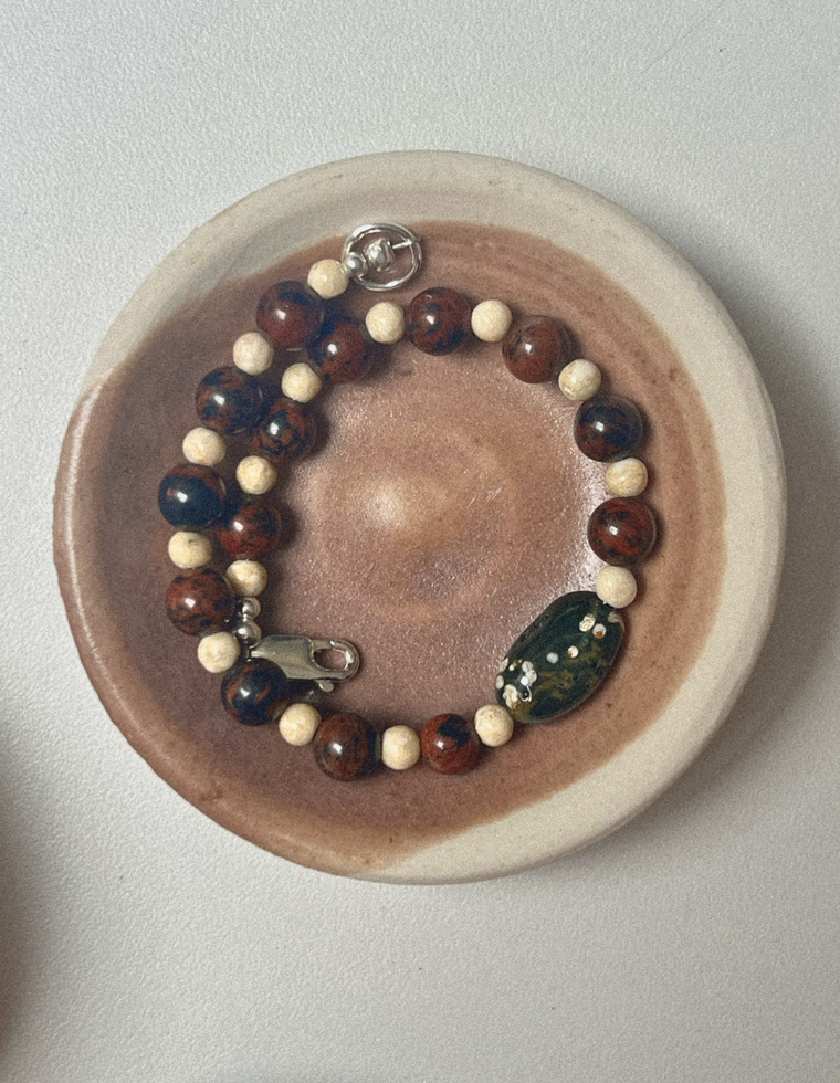 Auralis - Obsidian & Riverstone Bracelet