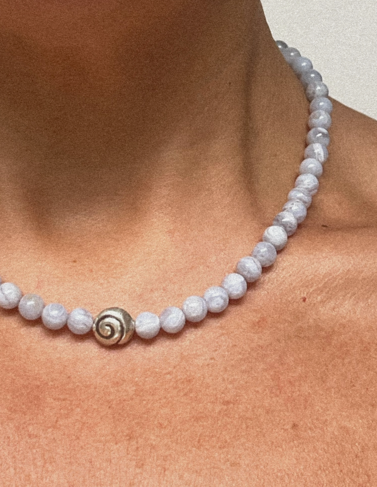 Eldryn - Blue Lace Agate Spiral Necklace