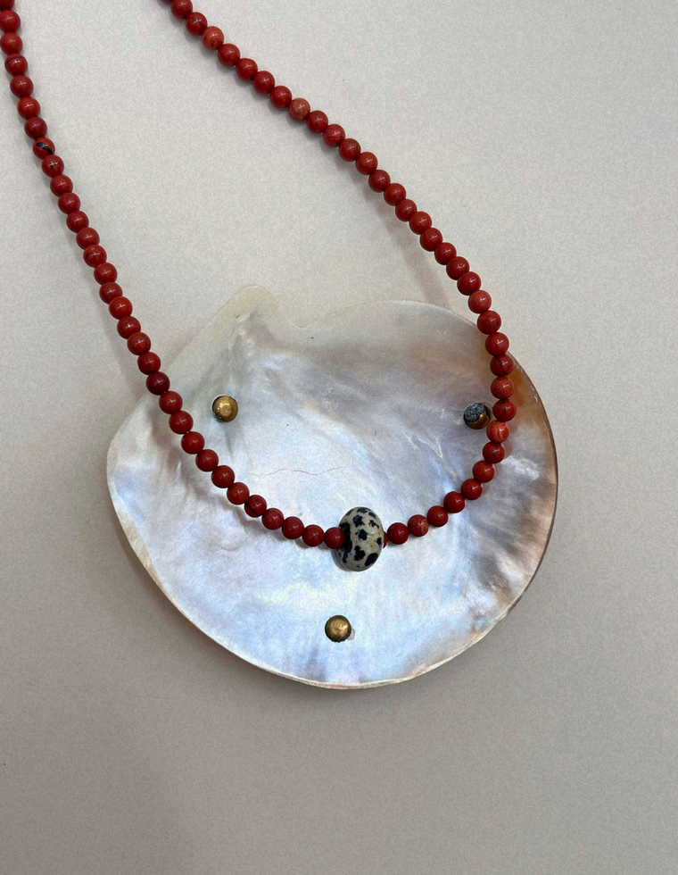 Keepsake 4: red jasper and dalmatian jasper movement necklace, hand-strung by Palm of Feronia, photo 2