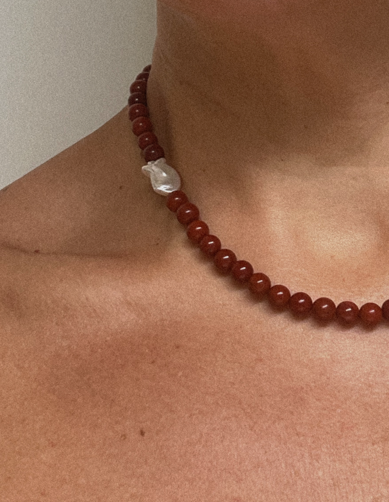 Ferelith - Red Jasper & Pearl Necklace