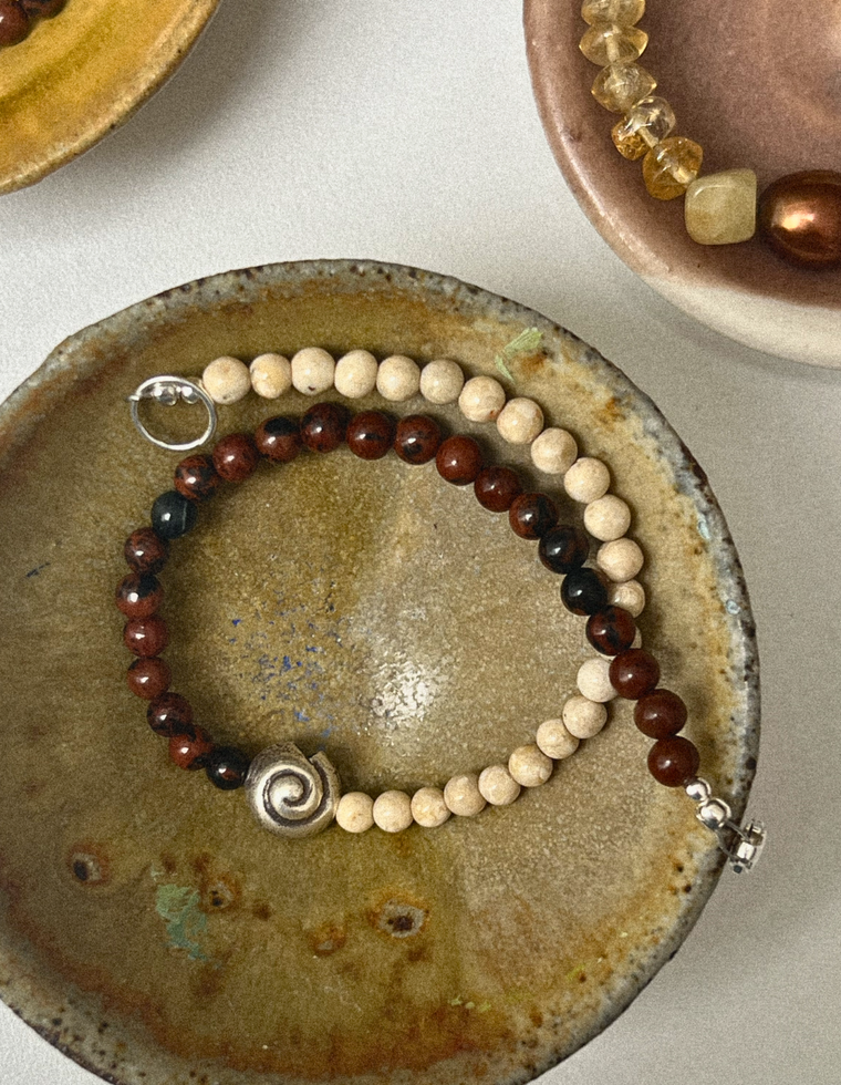 Orren - Riverstone & Mahogany Obsidian Anklet