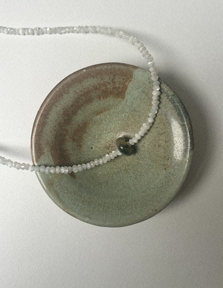Melithea - Mother of Pearl & Green Agate Movement Necklace