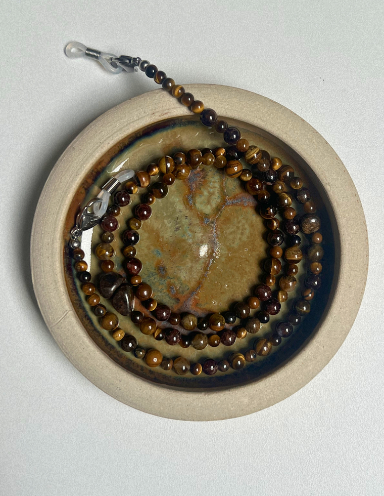 Tiger Eye & Garnet Glasses Chain