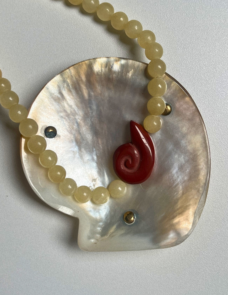 Halo 11 - Yellow Jade Whorl Necklace