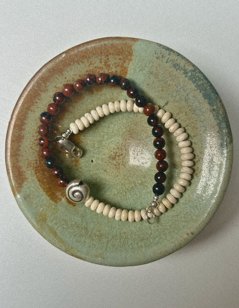 Orren II - Riverstone & Mahogany Obsidian Anklet