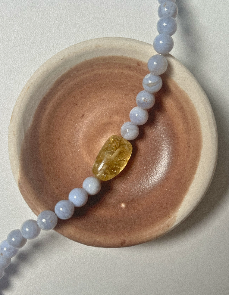 Sylithra - Blue Lace Agate & Citrine Necklace