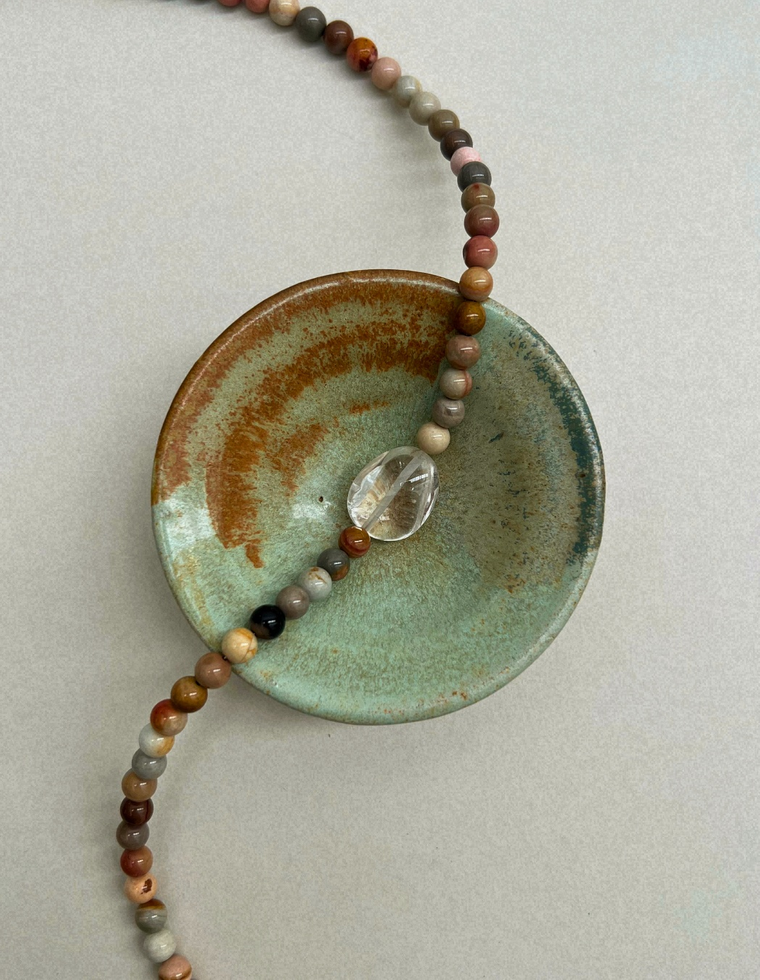 Field Study 13: ocean jasper and clear quartz necklace, hand-strung by Palm of Feronia
