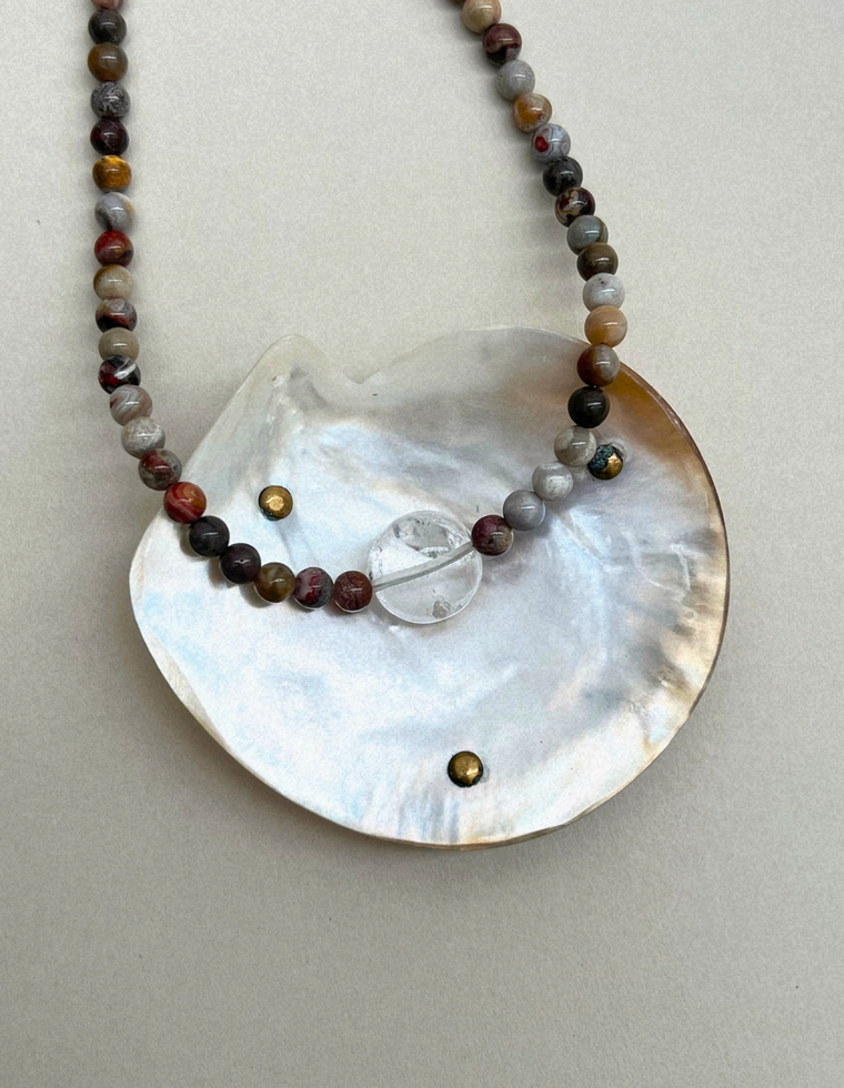 Field Study 12: Mexican agate and clear quartz necklace, hand-strung by Palm of Feronia, photo 2
