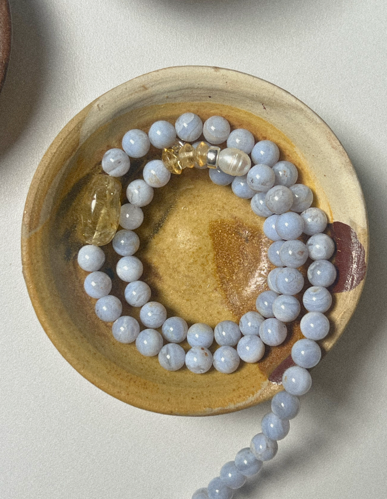 Sylithra - Blue Lace Agate & Citrine Necklace