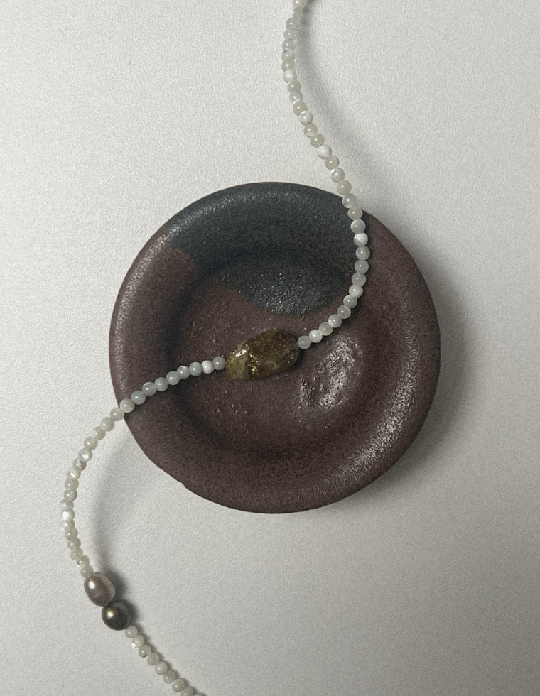 Ceryth - Mother of Pearl & Green Garnet Necklace