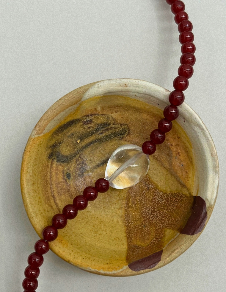 Axis 2: carnelian and clear quartz necklace, hand-strung by Palm of Feronia, photo 2