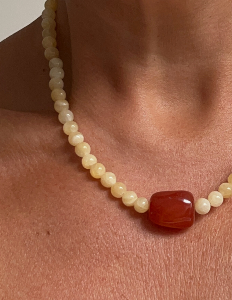 Eloura - Yellow Jade & Carnelian Necklace