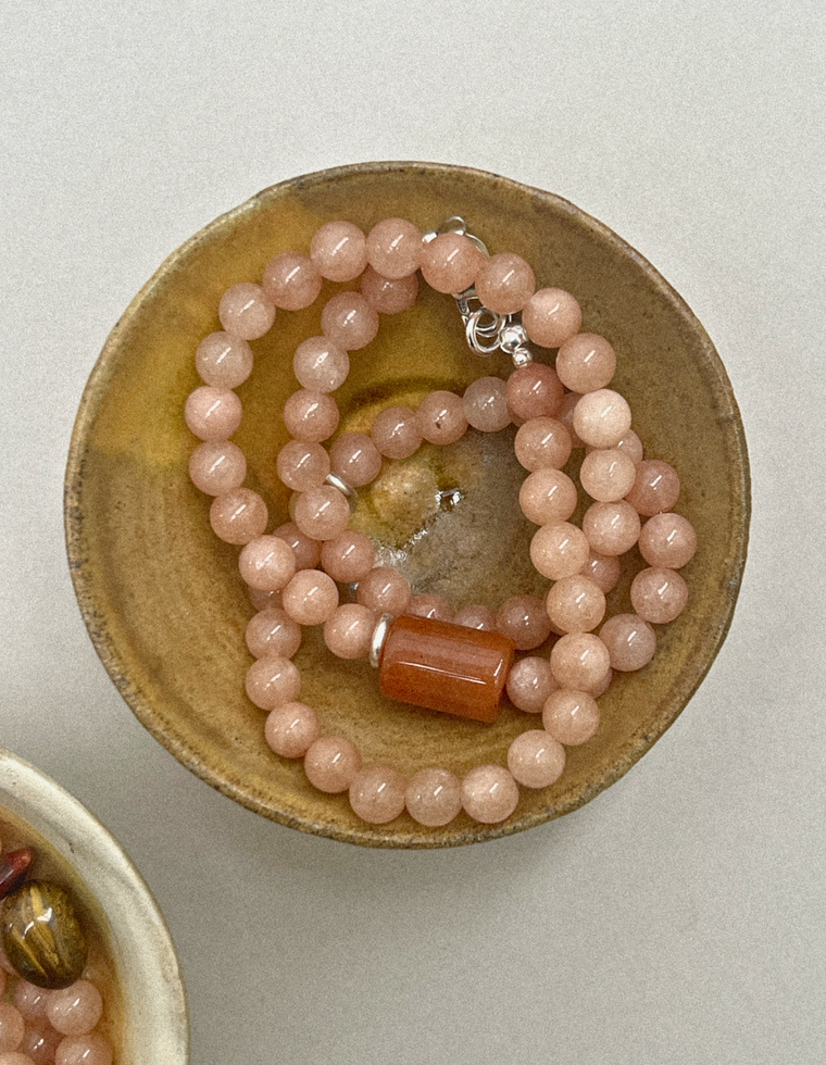Erisen - Sunstone & Peach Aventurine Necklace