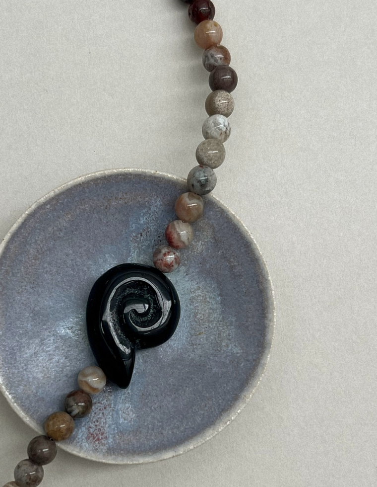 Field Study 9: Mexican agate whorl necklace, hand-strung by Palm of Feronia