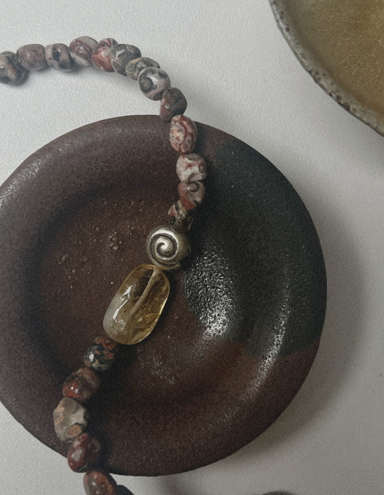 Elwenna - Leopard Skin Jasper & Citrine Necklace
