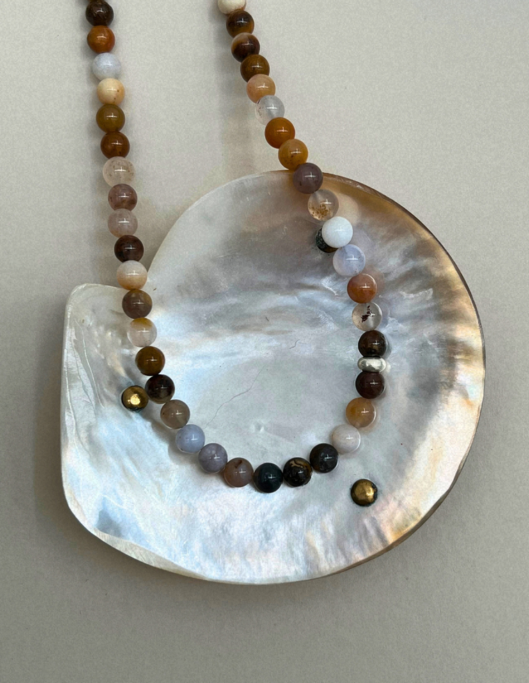Still 7: mixed chalcedony necklace, hand-strung by Palm of Feronia