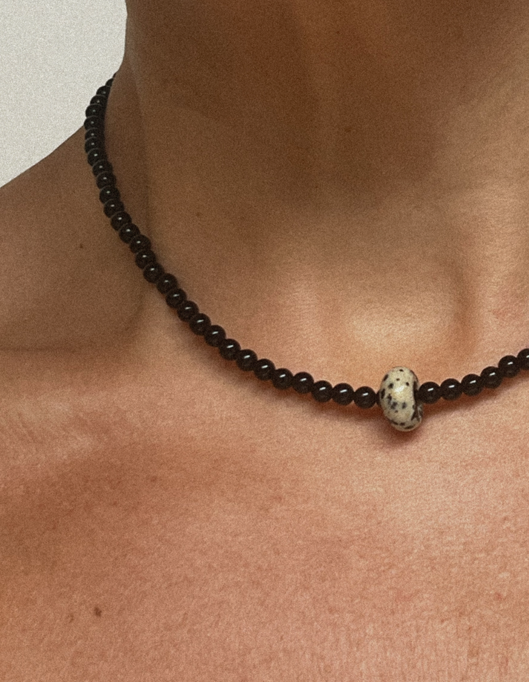 Orathi - Onyx & Dalmatian Jasper Necklace