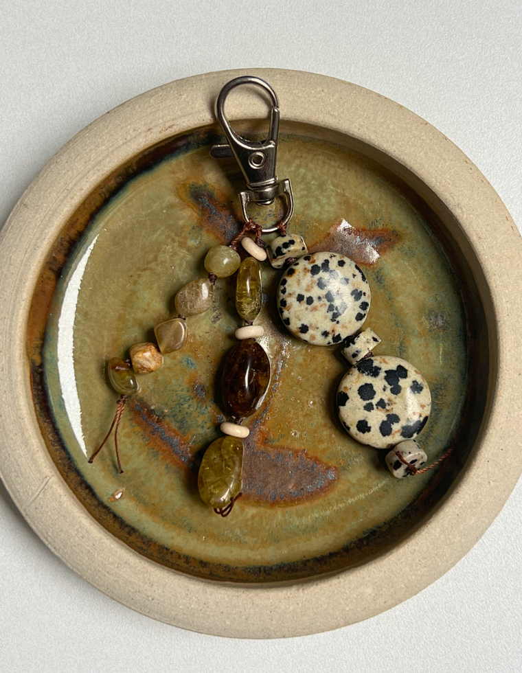 Stoned Charm - Green Garnet & Jade
