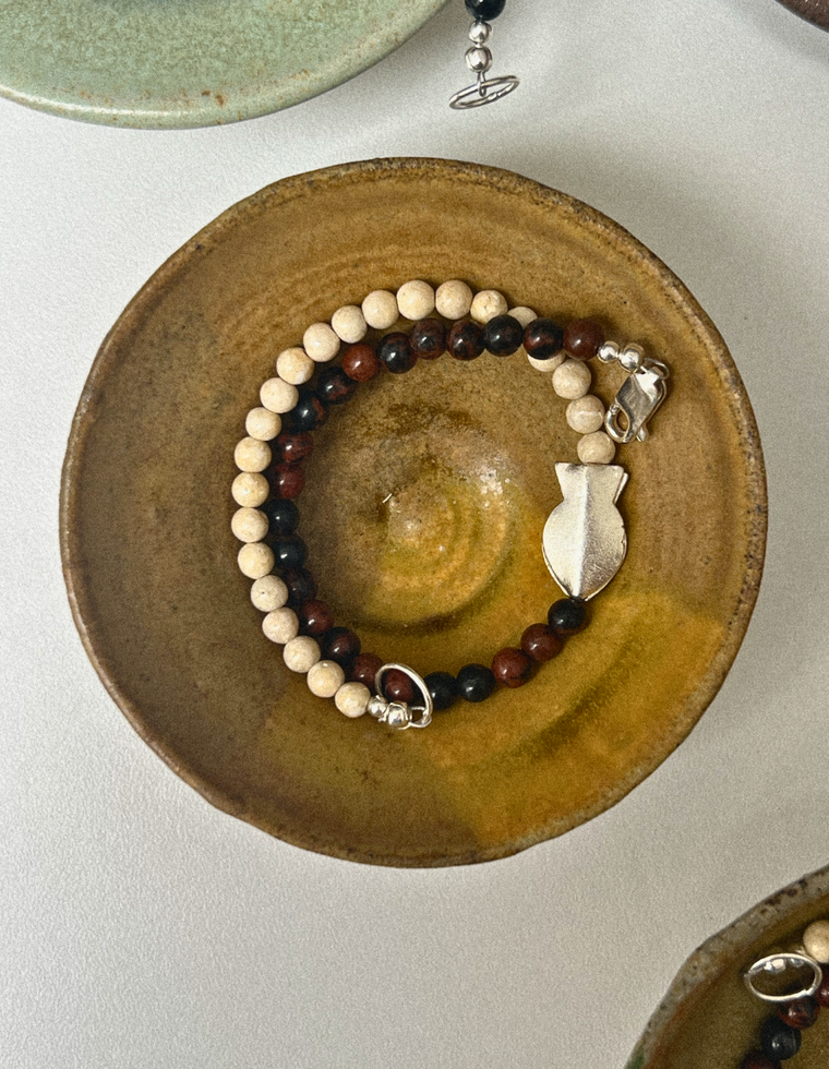 Almira - Riverstone & Mahogany Obsidian Anklet