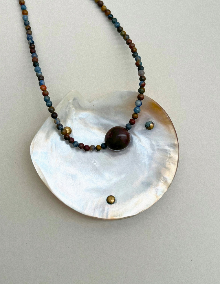 Findings 1: dumortierite and exotica jasper necklace, hand-strung by Palm of Feronia, photo 2