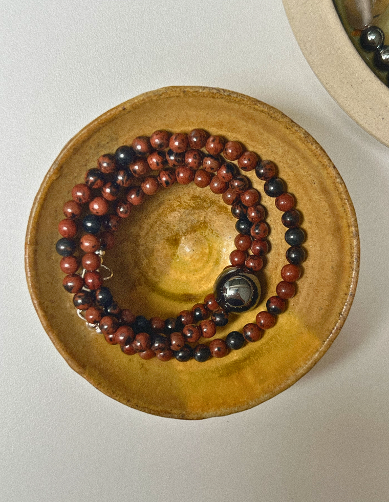 Velsira - Mahogany Obsidian & Hematite Necklace