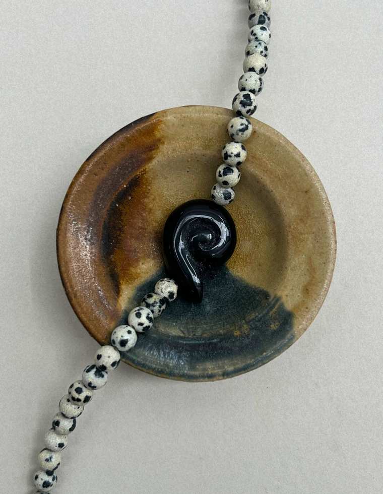 Axis 13: dalmatian jasper whorl necklace, hand-strung by Palm of Feronia, photo 2