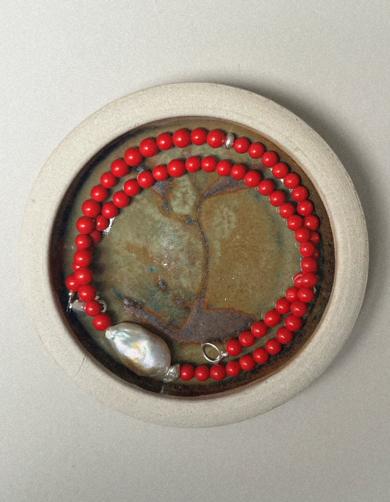 Veluna - Coral & Pearl Necklace