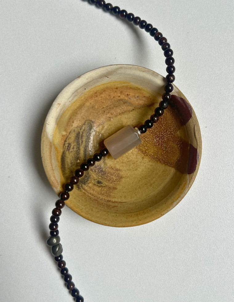 Solstice 12 - Garnet & Crazy Agate Necklace
