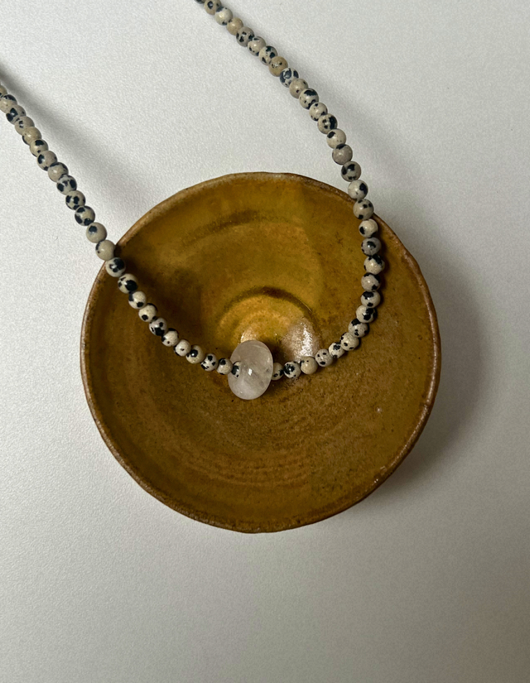 Strata 1 - Dalmatian Jasper & Clear Quartz Movement Necklace