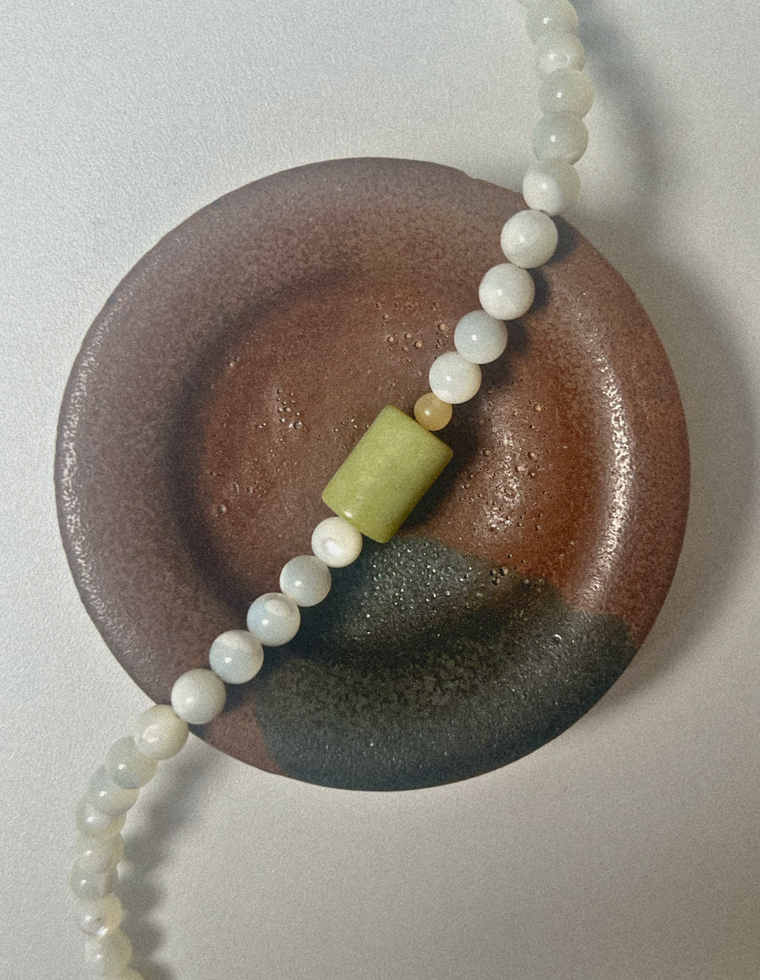 Lunivra - Mother of Pearl & Jade Necklace