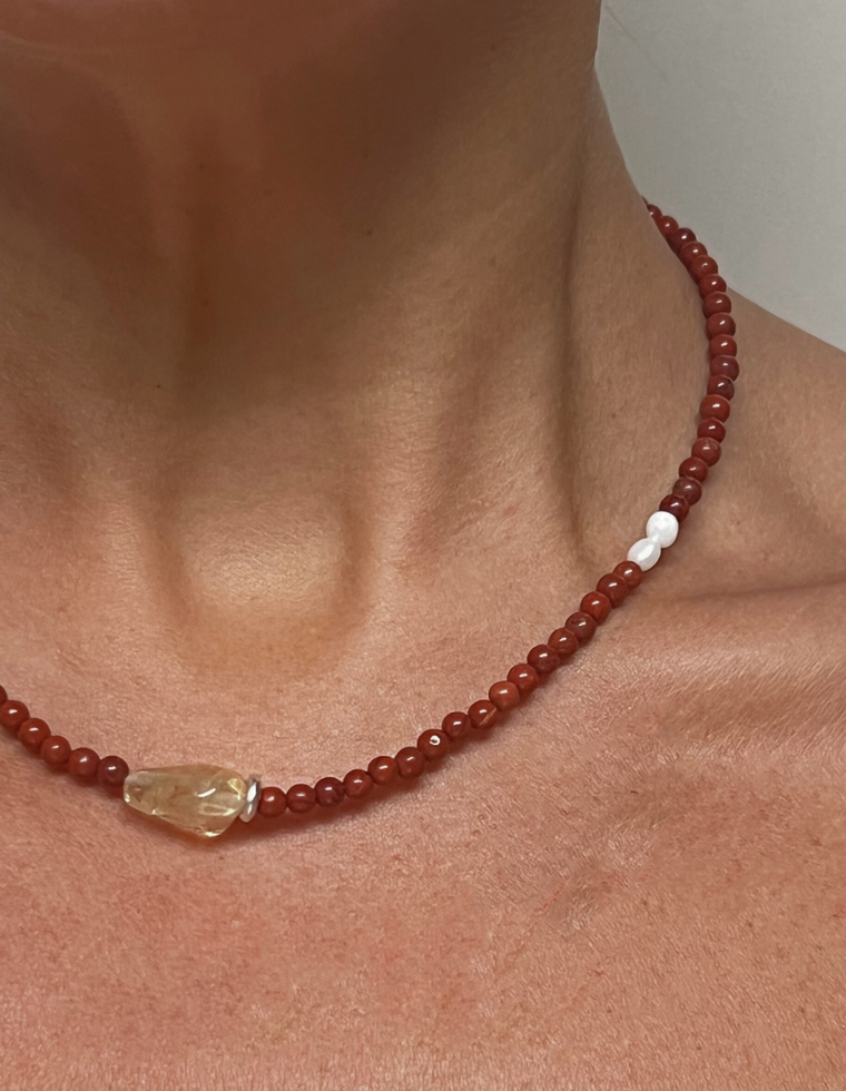 Corvella - Red Jasper & Citrine Necklace