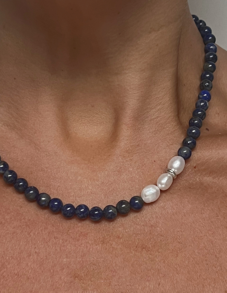 Thyrelle - Lapis Lazuli & Pearl Necklace
