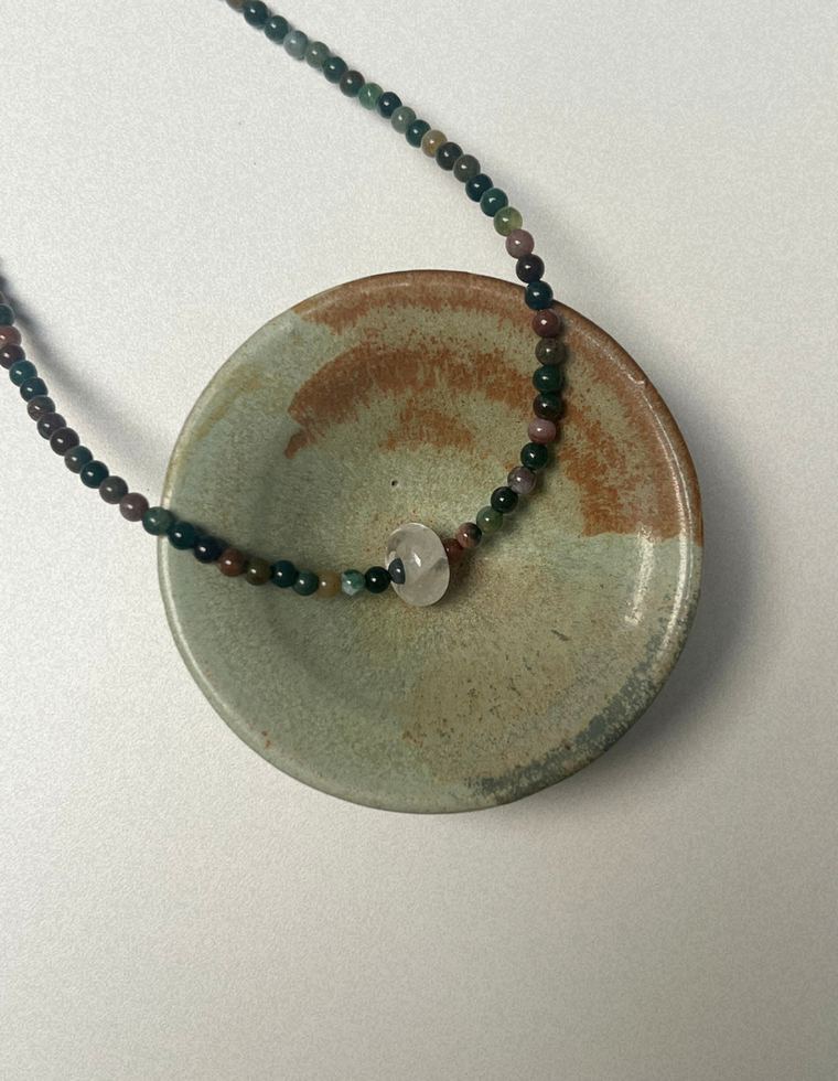 Kept 12 - Indian Agate & Quartz Movement Necklace