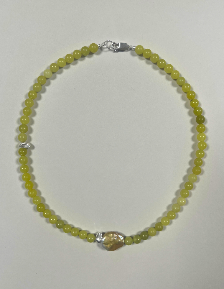 Mariven - Olive Jade & Pearl Necklace