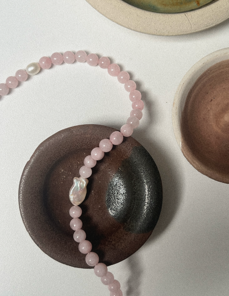 Granessa - Rose Quartz & Pearl Necklace