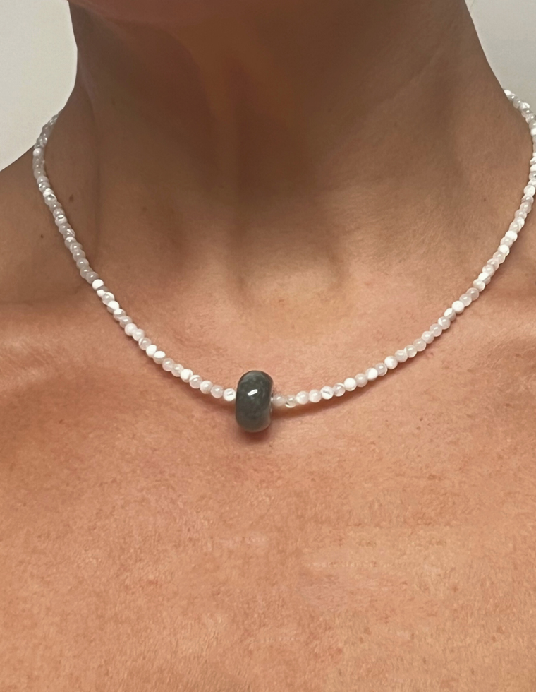 Elthira - Mother of Pearl & Ocean Jasper Movement Necklace