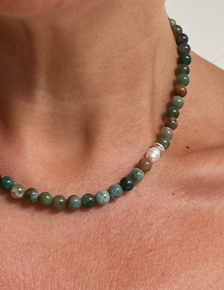 Coren - Indian Agate & Pearl Necklace