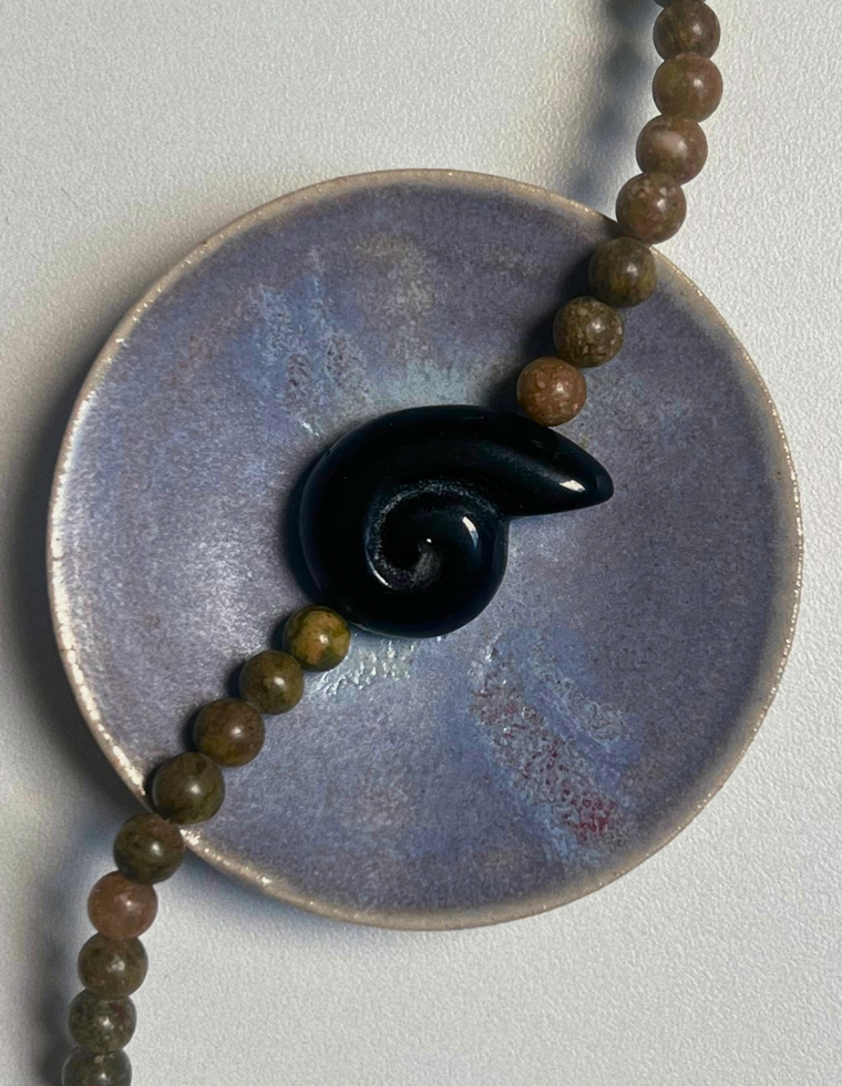Commonplace 19: unakite whorl necklace, hand-strung by Palm of Feronia, photo 2
