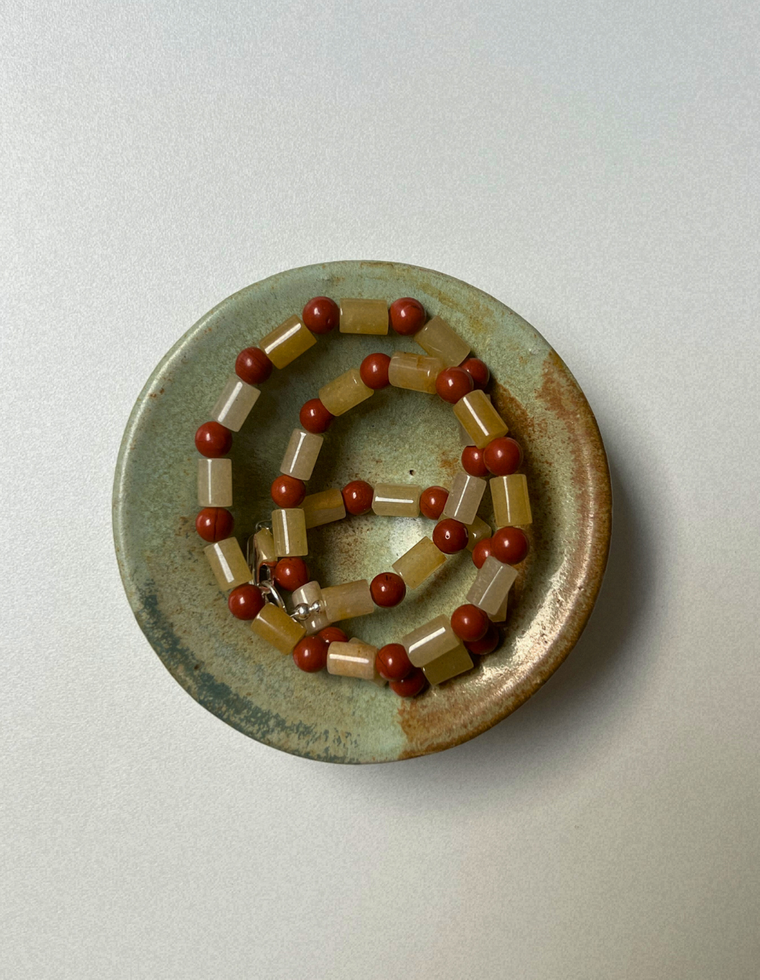 Cache 9 - Yellow Aventurine & Red Jasper Necklace