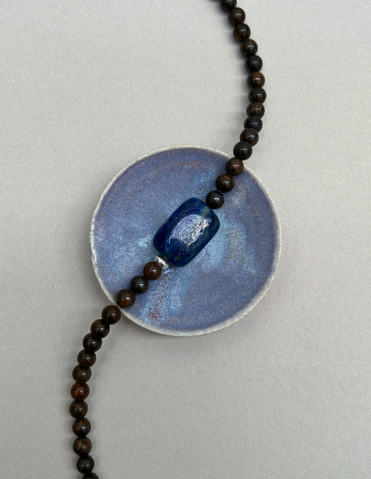Axis 1: bronzite and lapis lazuli necklace, hand-strung by Palm of Feronia