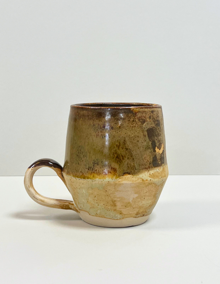 Found Cup No. 05: vintage studio pottery cup in brown and cream glaze, photo 2